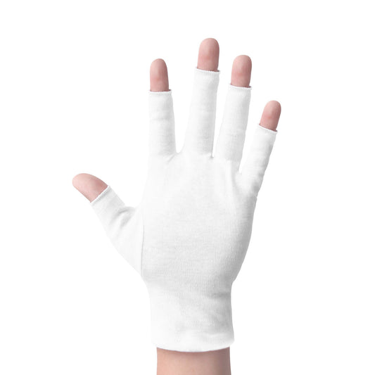 ANSMIO Cotton Gloves - 2 Pairs Touchscreen, Cut 5 Fingertips, White, Moisturizing Night Gloves, 100% Cotton, Size M