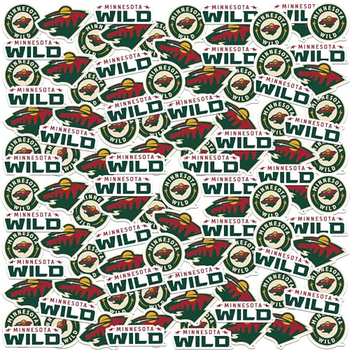 NHL Logo Minnesota Wild 100ct Vinyl Large Deluxe Stickers Variety Pack - Laptop, Water Bottle, Scrapbooking, Tablet, Skateboard, Indoor/Outdoor