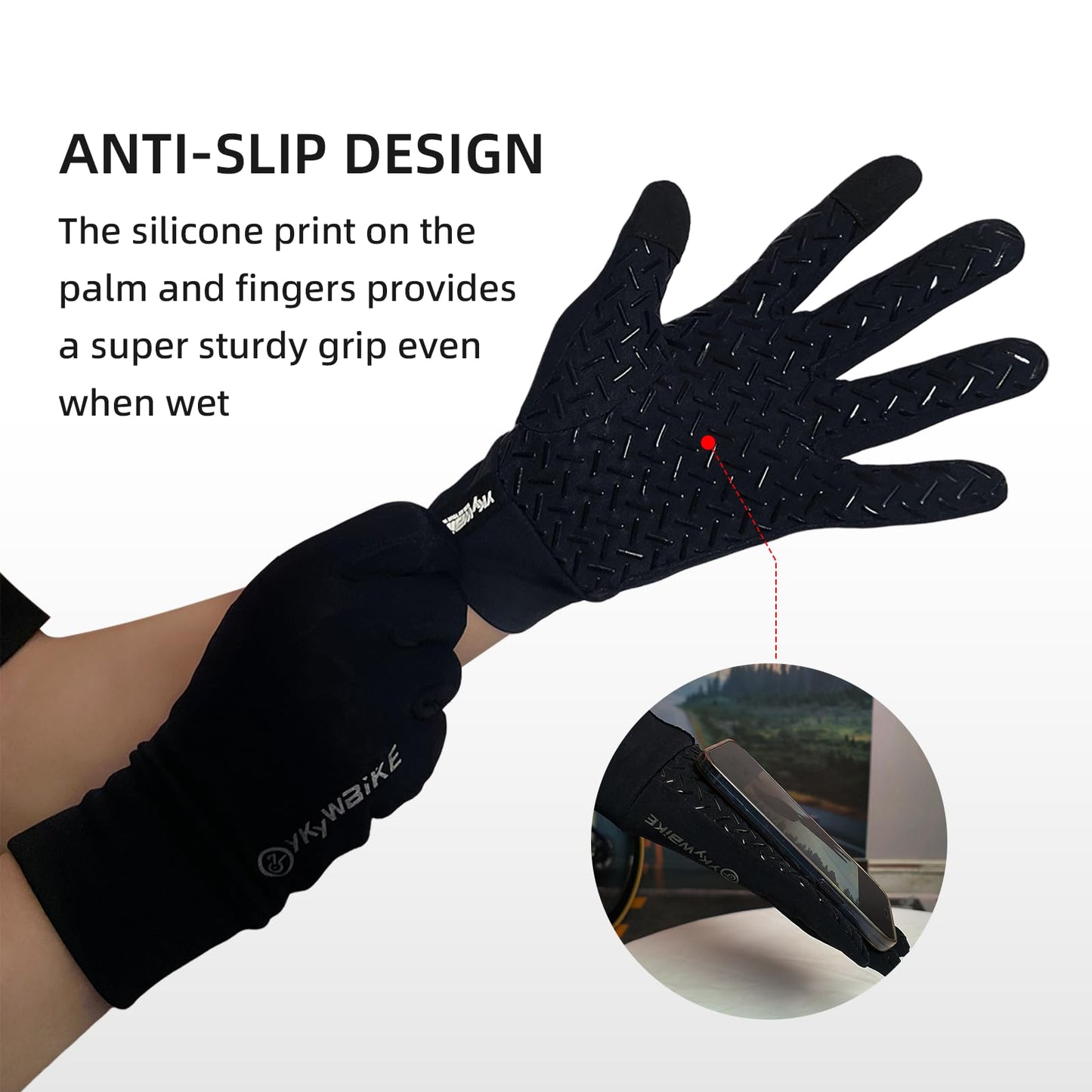 YKYWBIKE Winter Cycling Gloves-Touch Screen Biker Gloves,Waterproof Bike Gloves,Windproof Biking Gloves,Thermal Gloves for Biking Driving Running Hiking for Men Women