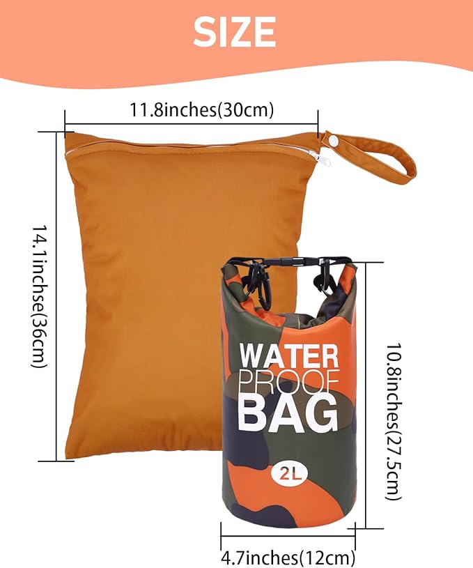 babygoal Waterproof Wet Bag and Dry Bag, Roll Top Waterproof 2L Backpack Sack for Travel,Swimming,Kayaking, Beach, Rafting, Boating, Hiking, Camping and Fishing