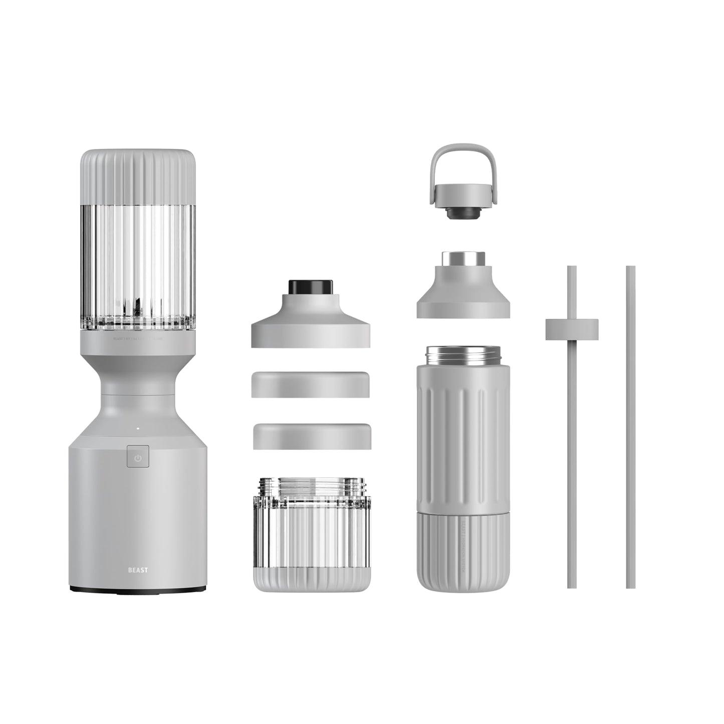 Beast Blender Tonal | Kitchen Countertop Design | Blend Smoothies and Shakes, Dressings, Sauces, Dips | Stainless Steel Bottle | Straw Cap and Straws Included | 1000W (Pebble Grey)