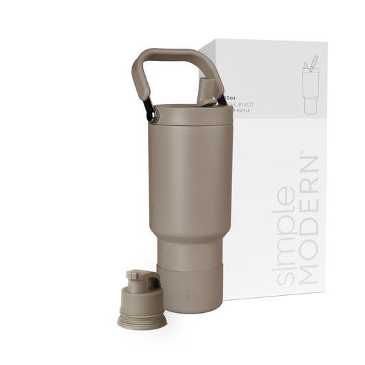 Simple Modern Trek Pivot | 30oz Flip Straw Tumbler with Handle | Water Bottle & Boot | Interchangeable Straw & Chug Lids | Insulated Stainless Steel Jug | Gym Sports Outdoors | Hazelnut