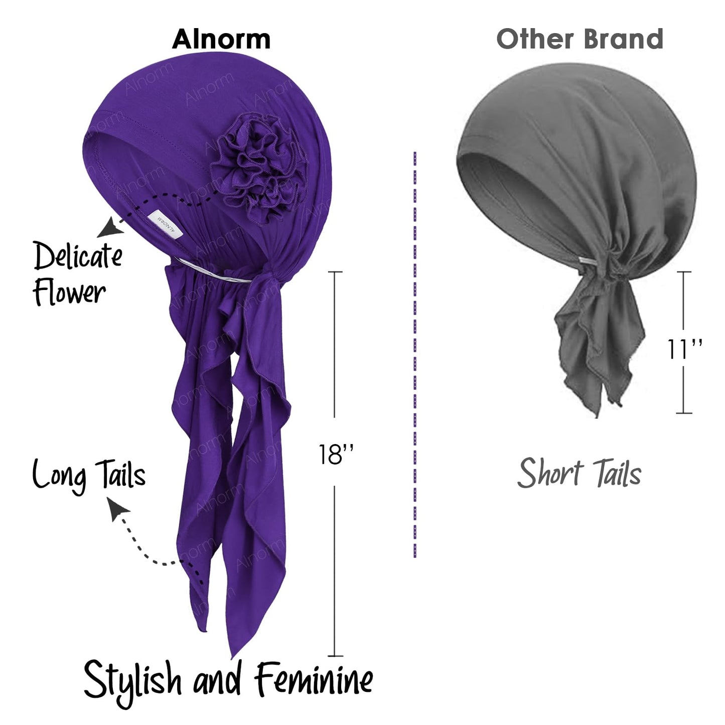 Alnorm Turban Hat Chemo Cancer Headwraps Headwear for Women Purple