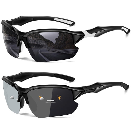 DioKiw 2PACK Sports Polarized Sunglasses for Men Cycling Running Fishing UV400 Protection Sun Glasses Lightweight Half Frame Goggles