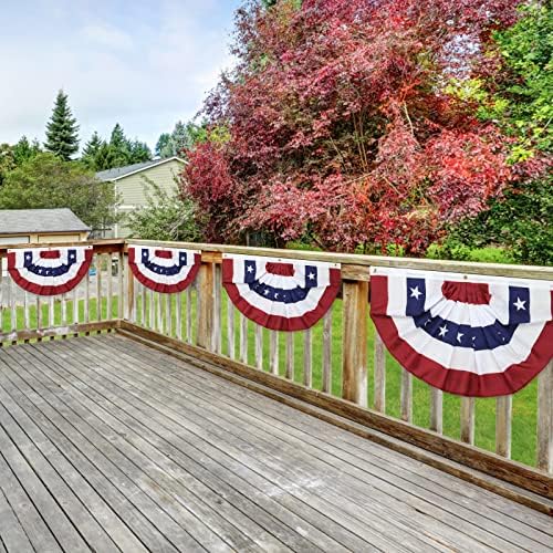 American Pleated Fan Flag, 3 X 1.5 Ft USA Patriotic Flag Bunting Half Fan Banner 4th of july decorations Indoor/Outdoor (red-10pcs)