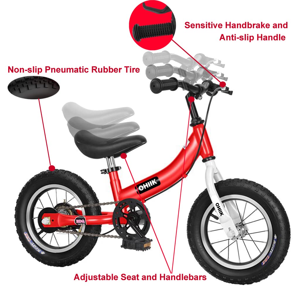 OHIIK Balance Bike 2 in 1 for Kids 3 4 5 6 7 Years Old,Balance to Pedals Bike,12 14 16 inch Kids Bike,with Pedal kit,Training Wheels,Brakes (14 inch, Blue)