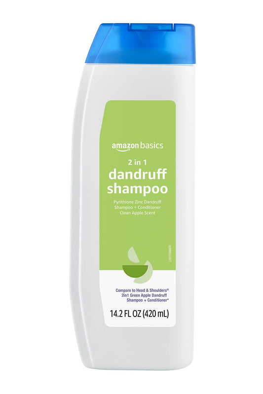 Amazon Basics 2-in-1 Dandruff Shampoo and Conditioner, Green Apple, 14.2 oz (Pack of 1) (Previously Solimo)