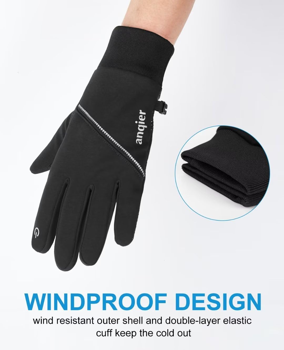 anqier Winter Gloves for Men Women Touch Screen Cold Weather Warm Gloves Freezer Work Gloves Windproof Unisex Thermal Gloves Black X-Large