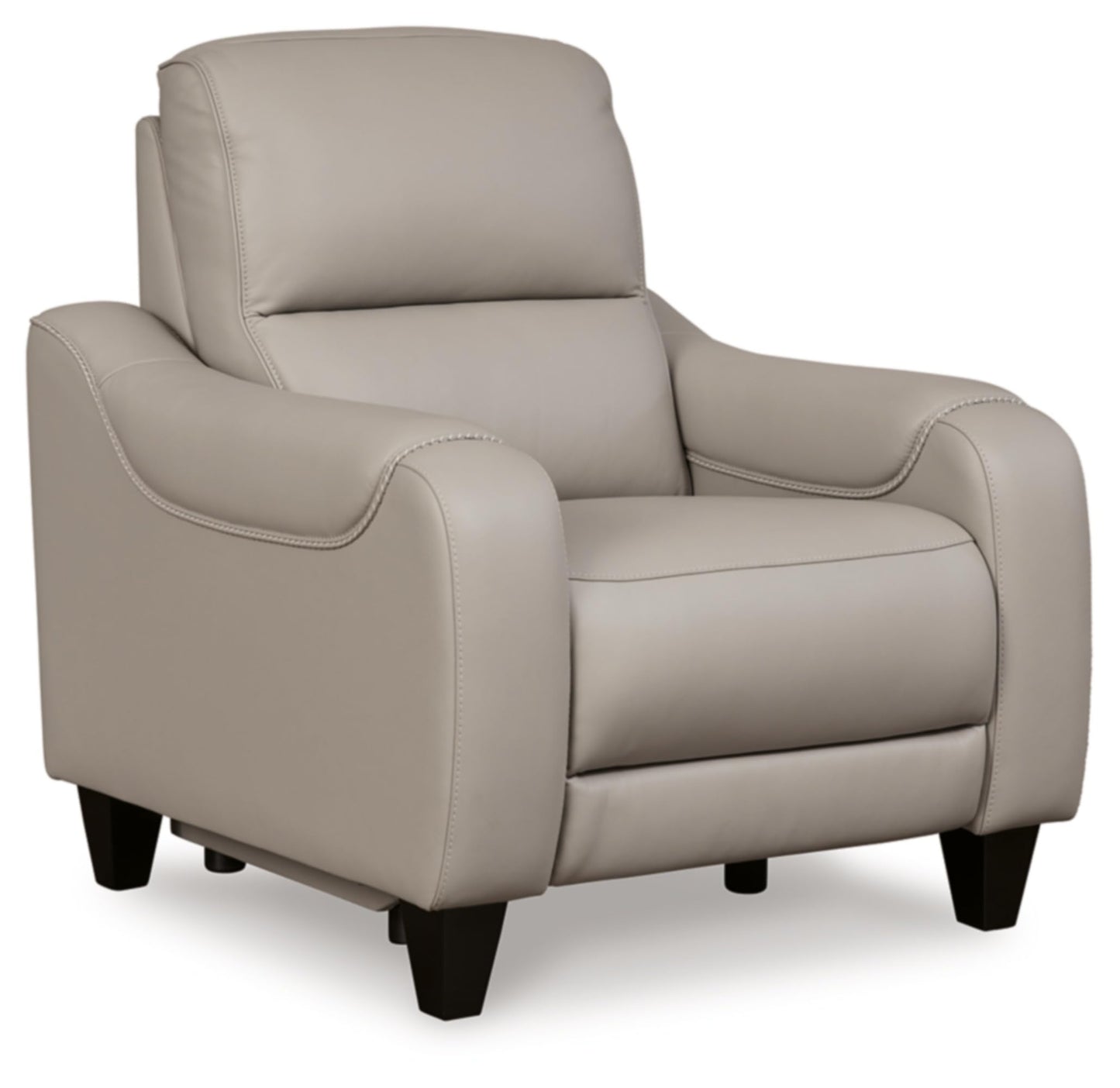 Signature Design by Ashley Mercomatic Contemporary Leather Match Wall Hugger Power Recliner with Adjustable Headrest and USB Ports, Light Gray