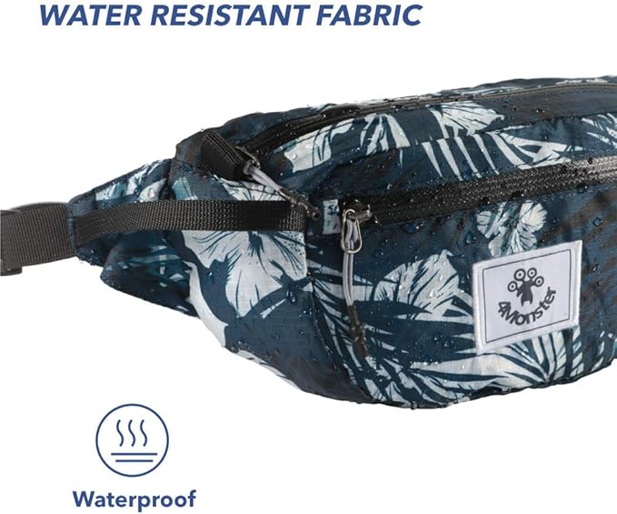 4Monster Hiking Waist Packs Portable,Water Resistant Fanny Bag with Adjustable Strap,Lightweight Crossbody Chest Bag Slim Bag