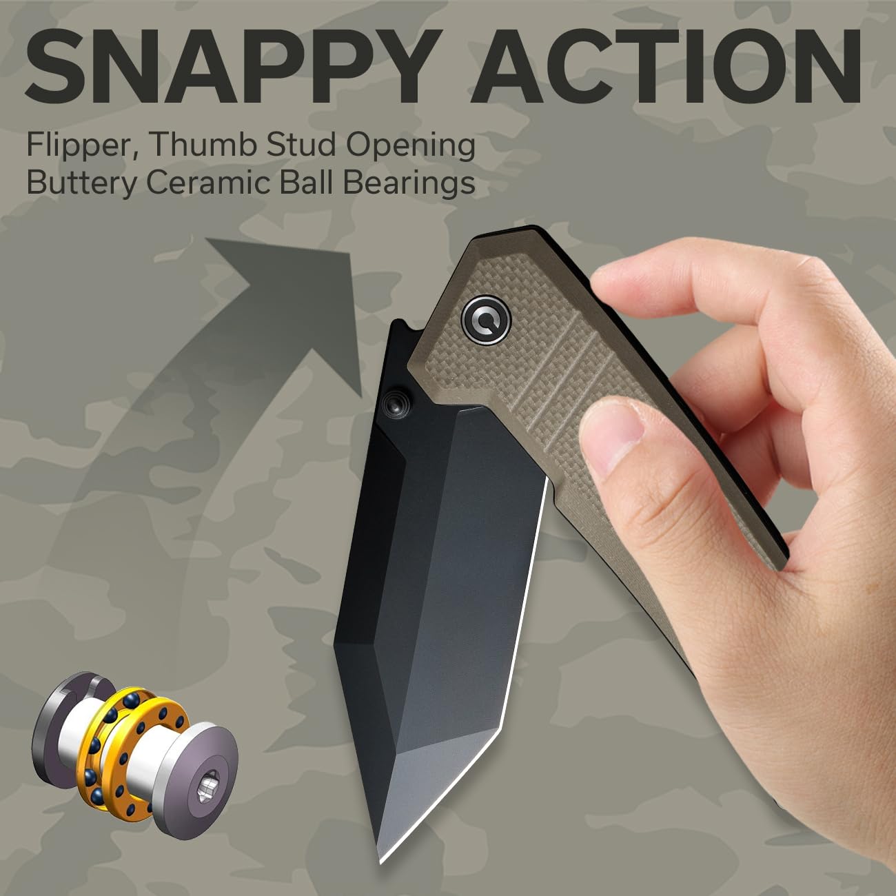 CIVIVI Pocket Knife for EDC, Bhaltair Tanto Folding Knife, 3.98'' 14C28N Blade G10 Handle, Liner Lock Knife for Men Outdoor C23024-2