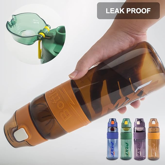 Water bottles,leak proof wide mouth water filter water bottles,Reusable 32 oz water bottles with filter,Safe Transparent plastic for school gym camping travel Orange