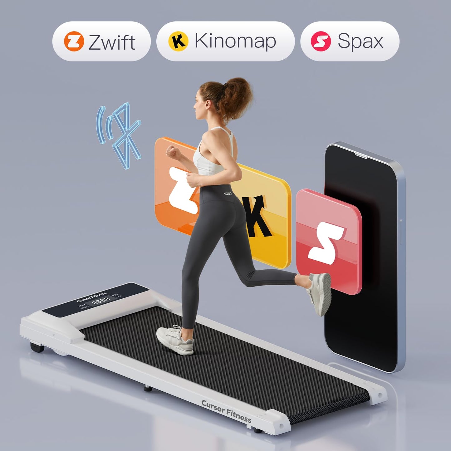 CURSOR FITNESS 2-in-1 Under Desk Treadmill, Walking Pad for Home Small, Folding Treadmill, 2.5 HP Quiet Brushless, 265 LBS Capacity
