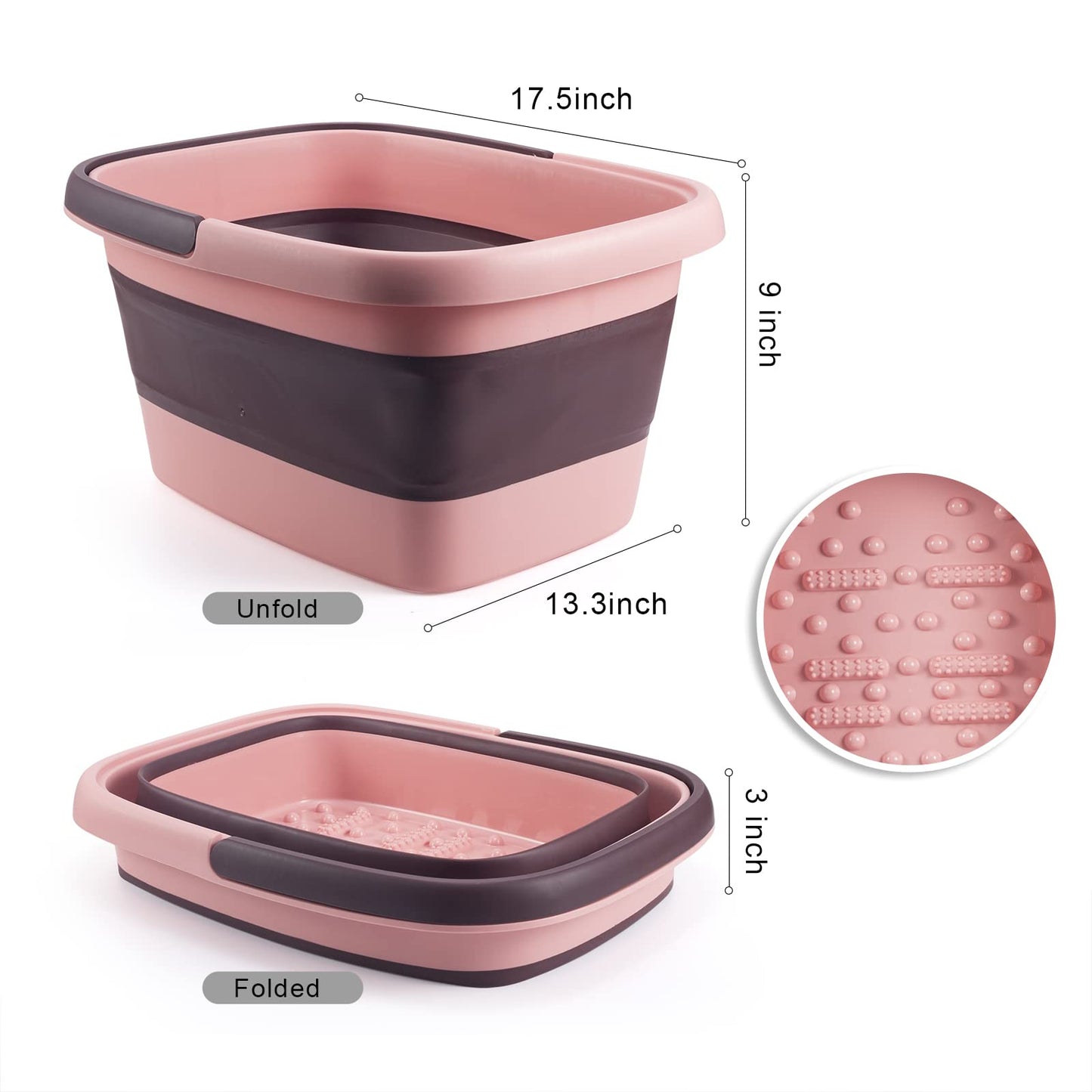 ALYSTER Collapsible Soak Tub with Handle For Foot Spa, Pedicure, Foot Soak Bath 15L/4 Gallons Massager Basin for Dry Cracked Feet, Home Spa Treatment