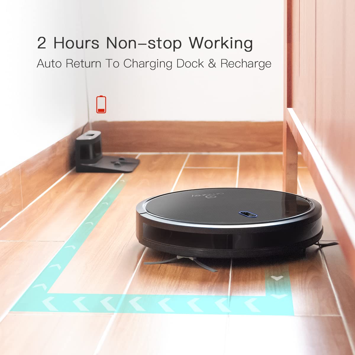 Amarey A800 Robot Vacuum - Super Suction Robotic Vacuum Cleaner, Long Lasting, Timer Function, Self-Charging, Multiple Cleaning Modes, Amarey Robot Vacuum Cleaner for Pet Hair, Hard Floor, Carpet