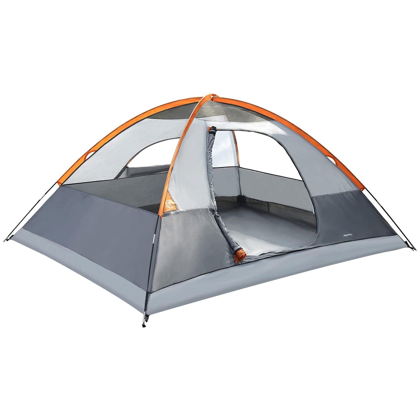 Amazon Basics 4-Person Camping Tent, 3-Season Dome Design with Rainfly, Orange/Grey