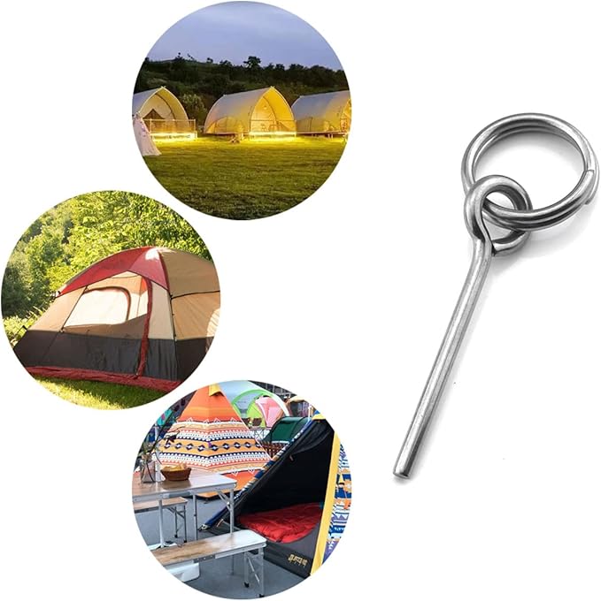 4pcs Tent Pin & Ring Replacement Stainless Steel Tent Pole Connectors for Outdoor Camping Hiking Travel
