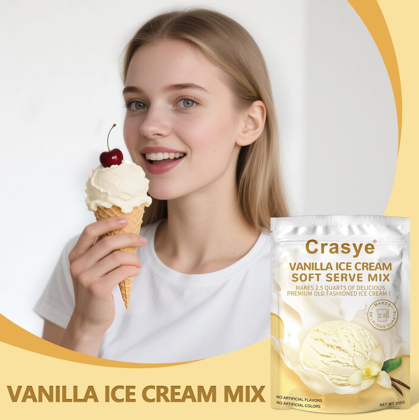 10 Ounce Ice Cream Mix Vanilla Soft Serve Mix Soft Serve Mixes Base Powder Homemade for Ice Cream Maker Machine