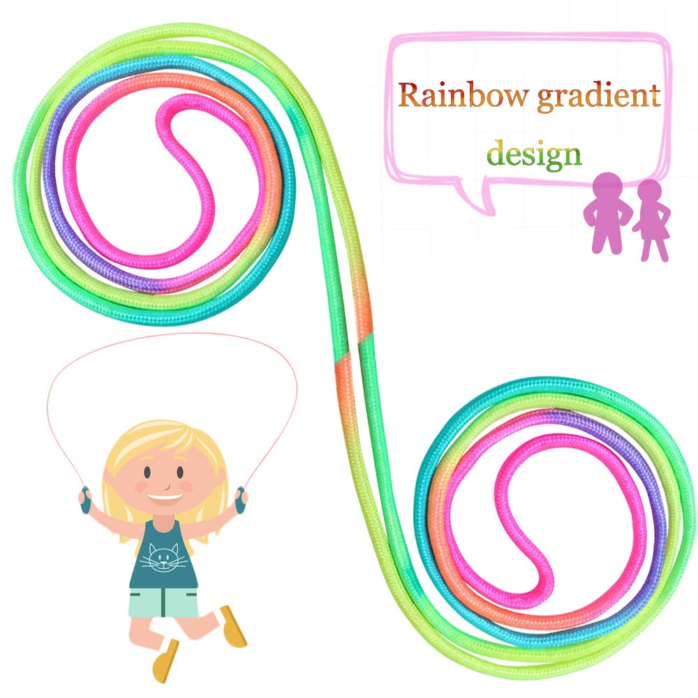 10 pcs Rainbow Jump Rope Set Durable Nylon Skipping Ropes,Safty Vibrant Jumping Ropes for Girls or Boys Physical Education Skipping Rope(7.2 Feet)