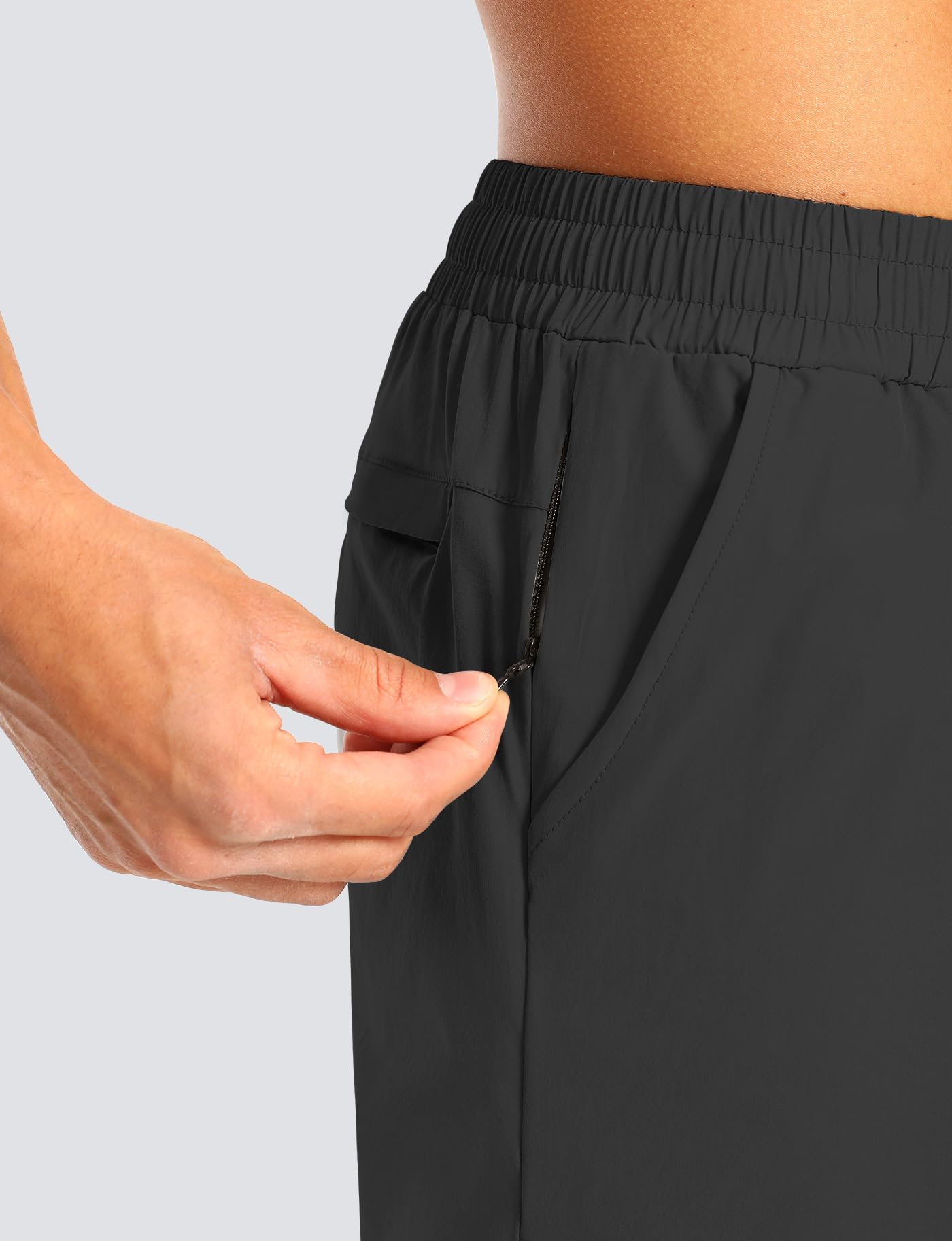 Aolesy Mens Athletic Gym Shorts Quick Dry Shorts 7 inch Inseam Lightweight Men Running Workout Sports Hiking Shorts with Pockets Black