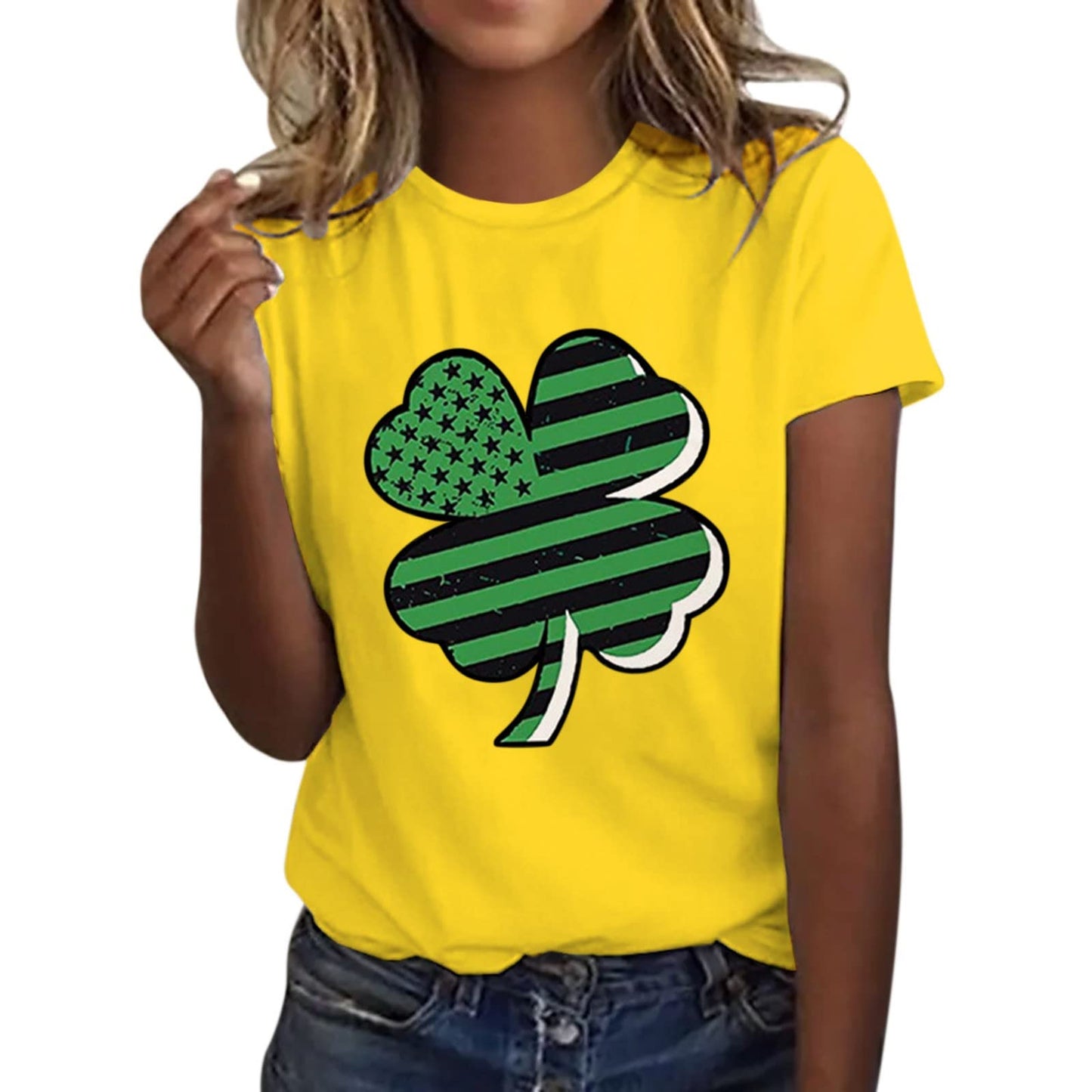 Aniywn Women's St Patricks Day Casual Short Sleeve T-Shirt Round Neck Graphic Print Tee Top Blouse