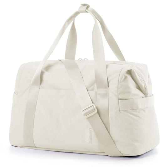 BAGSMART BAGSMART Gym Bag for Women, Carry on Weekender Overnight Bag, Travel Duffel Bags with Trolley Sleeve, Personal Item Travel Bag Tote Bag Workout Dance Bag, Beige-34L
