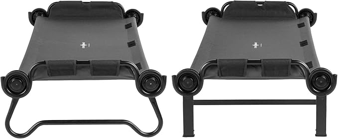 Disc-O-Bed Large Outdoor Convertible 2 Person Bench and Double Camping Cot Portable Bed Bunk System for Adults, Black