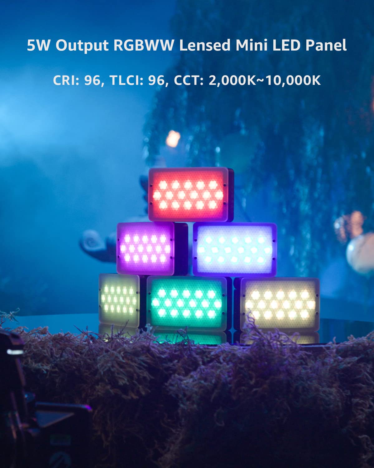 Aputure MC Pro Camera Lights,RGBWW LED Video Lights Lensed Mini LED Panel Full Color Portable Photography Lighting,4200mAh Rechargeable Battery,APP Control, Support Magnetic Attraction