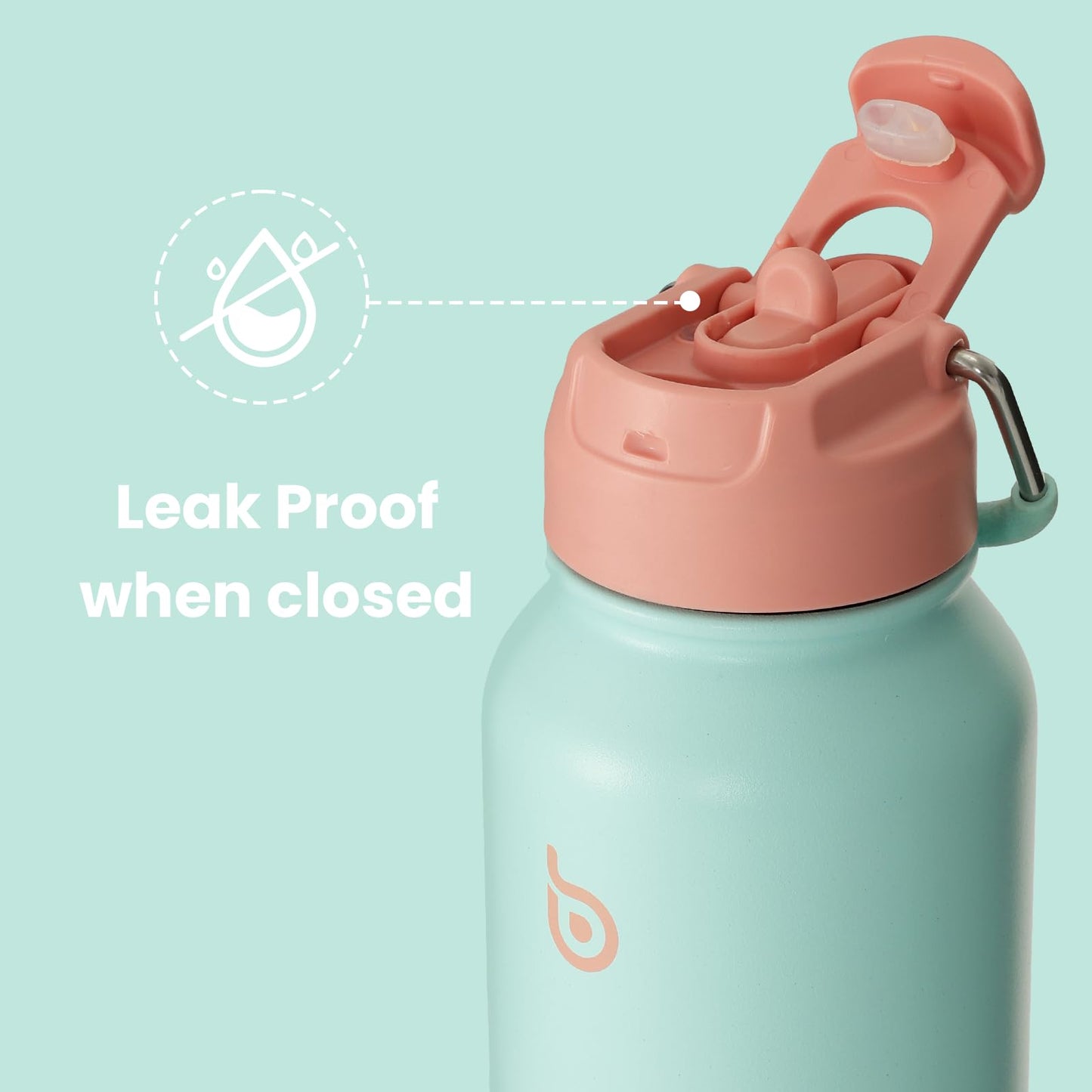 BOTTLE BOTTLE 32oz Insulated Water Bottle Stainless Steel Sport Water Bottle with Straw Dual-use Lid Design for Gym with Pill Box (dreamy ocean)