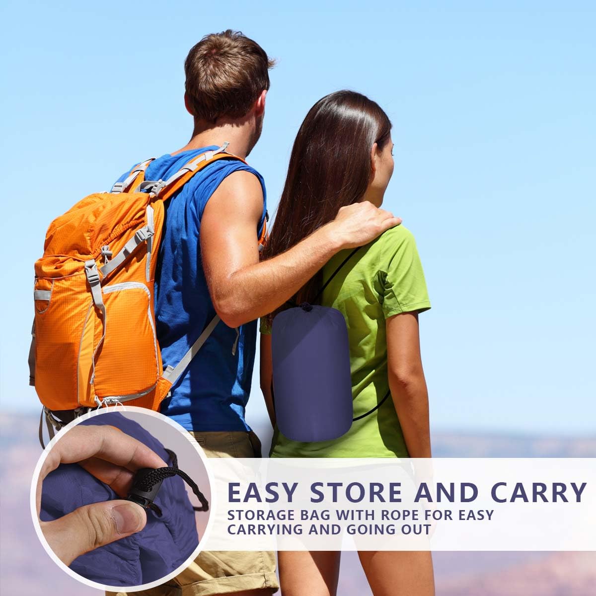 OBTANIM Camping Sleeping Bags Portable Waterproof Sleeping Bag for Adults Kids 4 Seasons Winter, Fall, Spring, Summer Backpacking Hiking Camping Mountaineering Indoor Outdoor Use (Dark Blue)