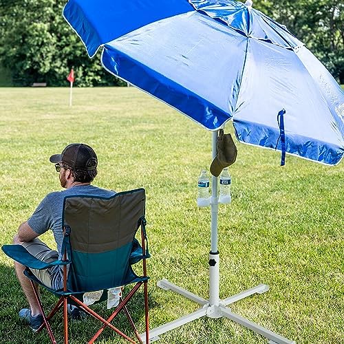 AMMSUN Foldable Portable Beach Umbrella Stand-Portable Patio Umbrella Base Holder,Outdoor Sunshade Anchor,with Weight Bag,Rust Free Tempered Iron Umbrella Stand for Courtyard,Garden,Beach,Grass