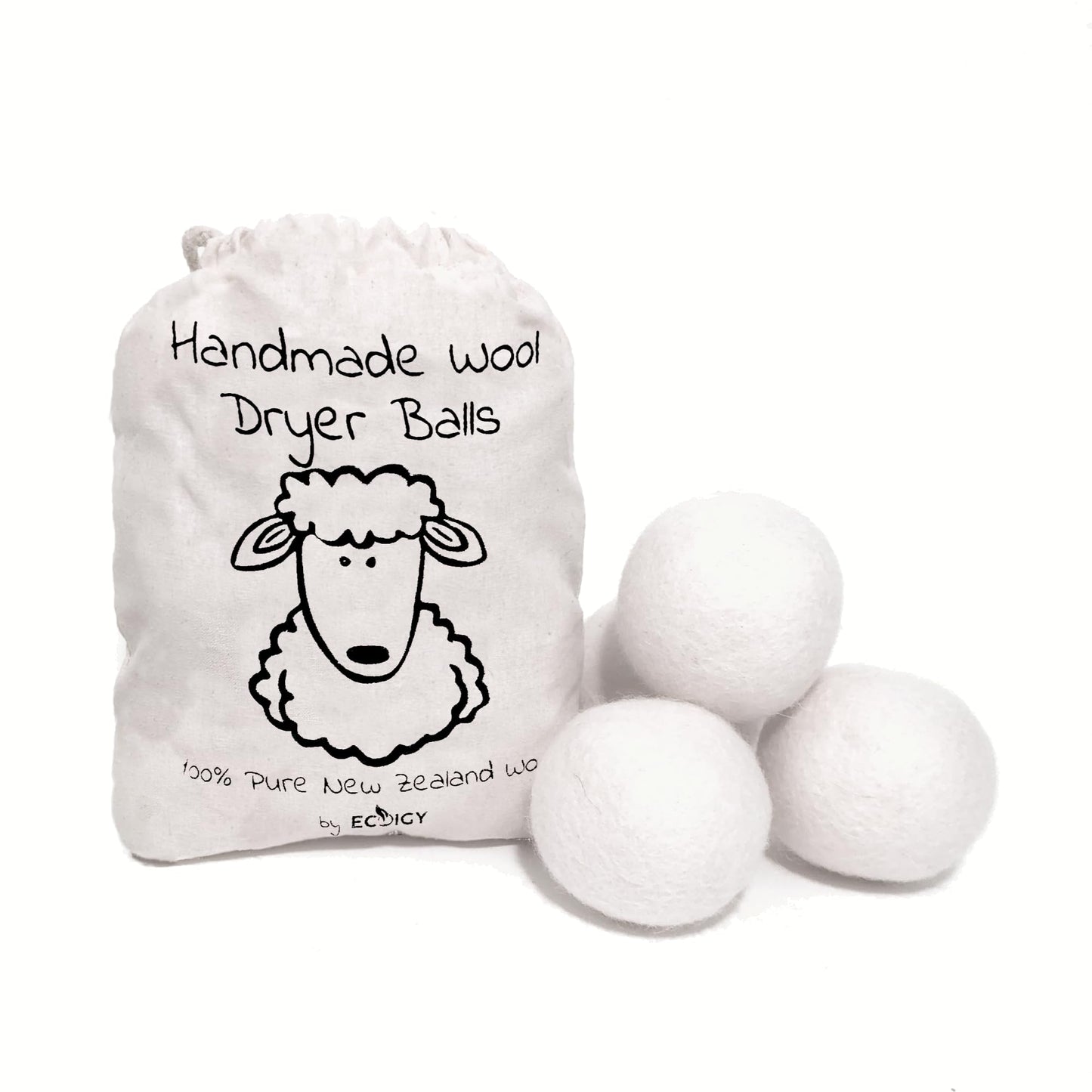 Wool Dryer Balls XL 6-Pack - 100% Pure New Zealand Wool, Ecoigy Natural Fabric Softener, Reduces Wrinkles & Drying Time, Ideal for Essential Oils, Dryer Sheets Alternative,Dryer Balls Laundry Reusable