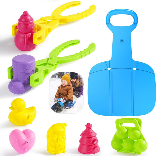 10 Pack Snowball Maker Toy, Snow Sled & Duck Snow Ball Makers Toys for Kids Ages 4-8, Winter Snow Outdoor Removable Snow Clip Toys Tool Kit for Birthday Christmas Stocking Stuffers Gifts