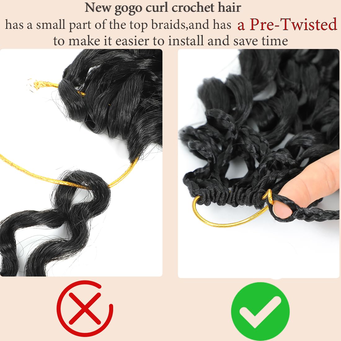 Naniciar Pretwisted Gogo Curl Crochet Hair 10 Inch 8 Packs Short Curly Crochet Hair for Women Pre looped Ocean Wave Crochet Hair Water Wave Crochet Braiding Hair (10 inch 8 packs 1B/Grey)
