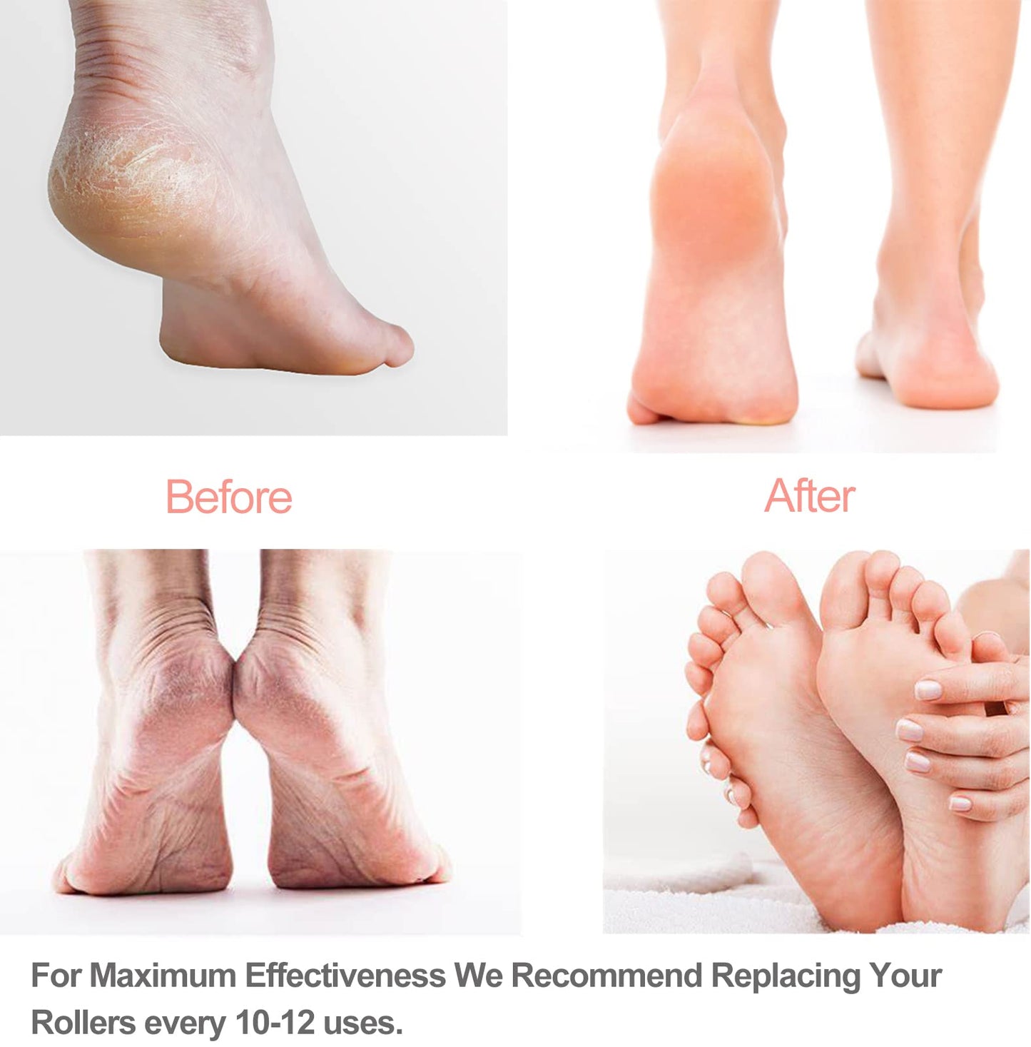 10 Pack Replacement Roller Refills Compatible with Finishing Touch Flawless Pedi Electric Tool File Include a Cleaning Brush (5 Coarse & 5 Fine Rollers)