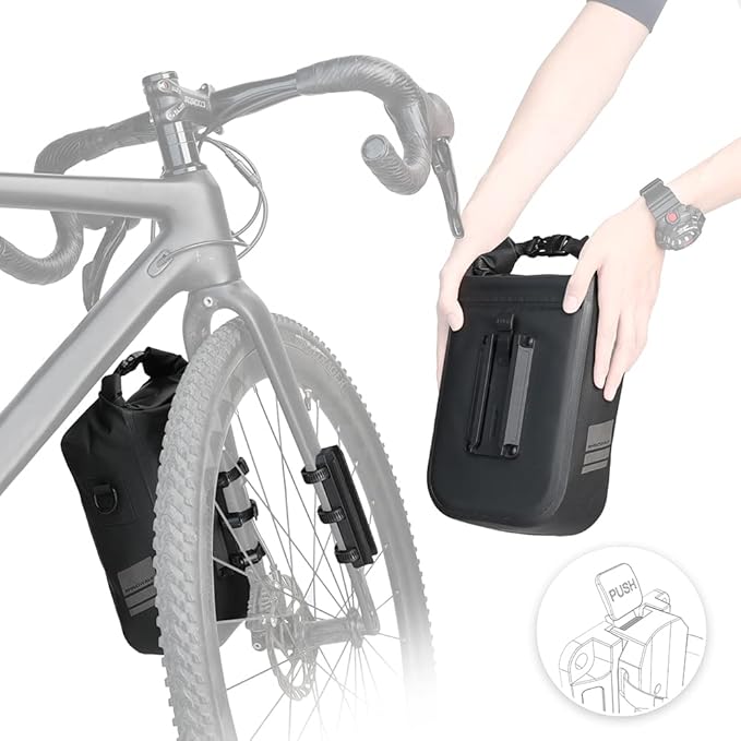Rhinowalk Bike Front Fork Bag Waterproof Bike Pannier Bag Saddle Bag Shoulder Bag 6L for E-Scooter Mountain Bike Accessories