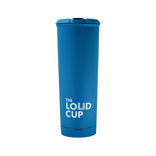 The LoudCup 20 oz Tumbler + Stadium Horn with Snap-Fit Lid (Heron Navy) - Insulated Cup Reusable Water Bottle Coffee Travel Mug - Worlds Loudest Cup for Game Day