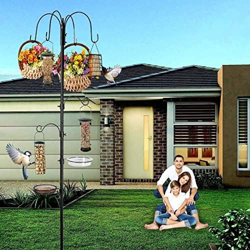 ERYTLLY Bird Feeding Station Kit Bird Feeder Pole Wild Bird Feeder Hanging Kit Planter Hanger Multi Feeder Hanging with Metal Suet Feeder Bird Bath for Attracting Wild Birds