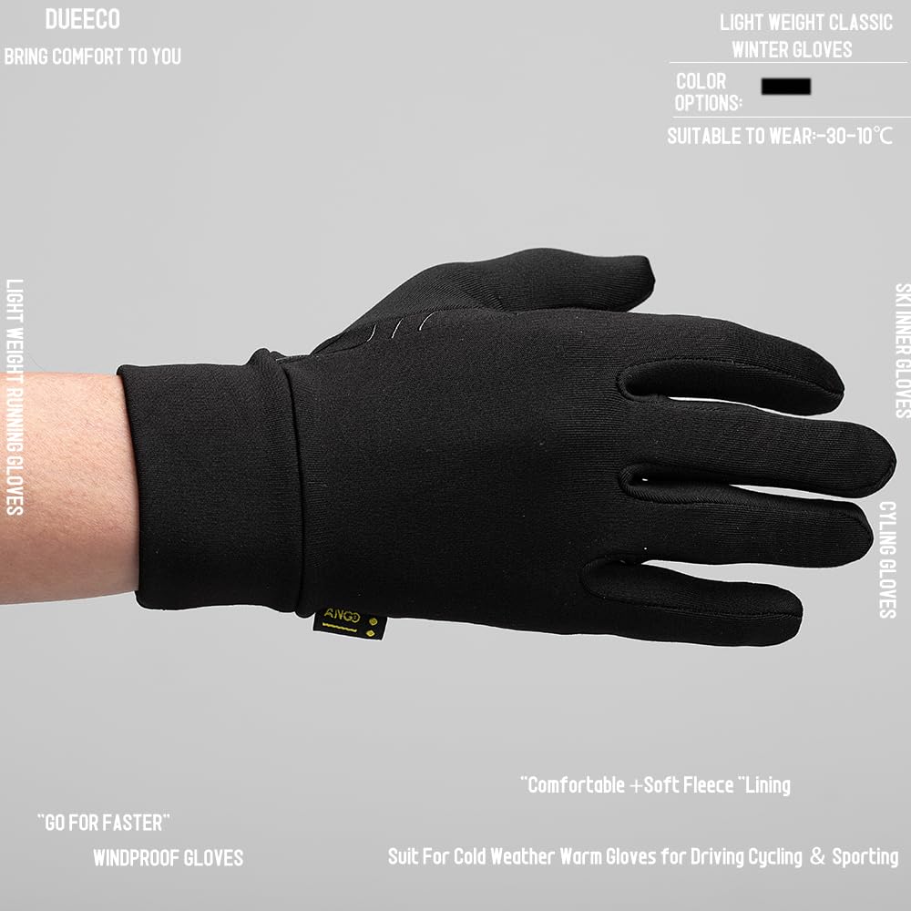 DUEECO Winter Gloves Men Women Touch Screen Driving Gloves Windproof Anti Slip Heated Glove Hands Warm Thermal Gloves for Hiking Driving Running Bike Cycling (Large)