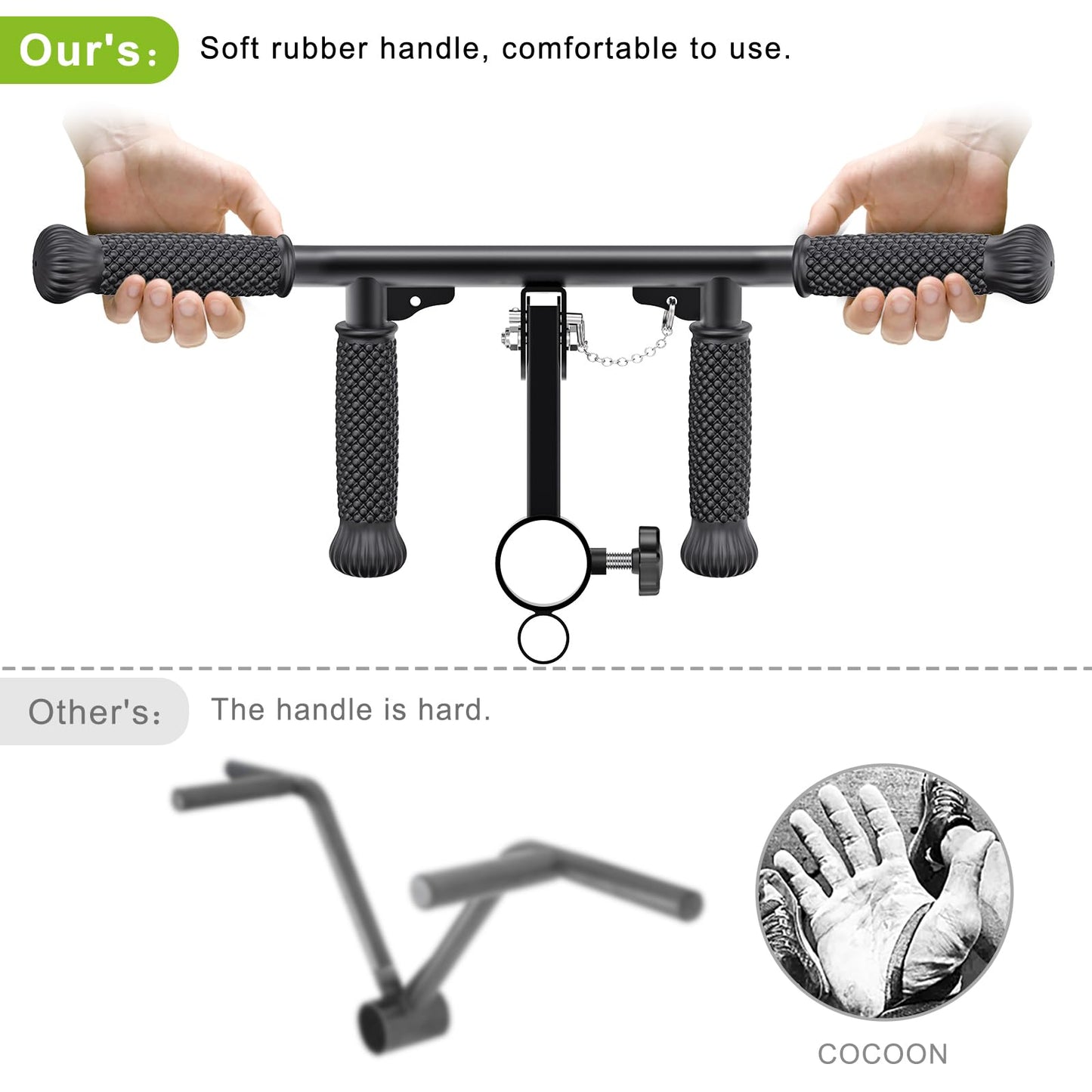 SELEWARE T Bar Row Attachment for 1 & 2" Barbell Bar, Solid Adjustable Multi-Grip Landmine Handle Attachment with Non-Slip Rubber Handle