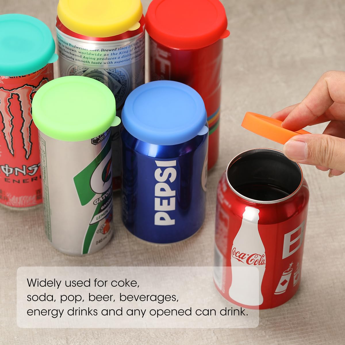 Aieve Silicone Soda Can Lids, Reusable Can Covers/Toppers for Soda, Can Saver for Soda, Pop, Coke, Beverage, Fits Slim Standard Mini Cans (6 Pack, Assorted, BPA-Free)