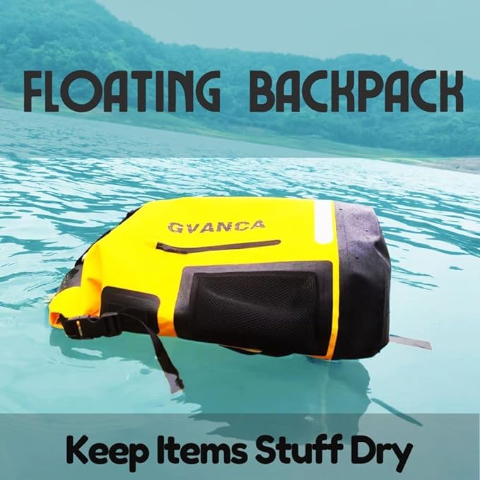 Waterproof Dry Bag Backpack for Kayaking, Roll Top Kayak Dry Backpack, Floating Outdoor Dry Sack Boating Sailing Canoeing Rafting Fishing Camping 35L Yellow