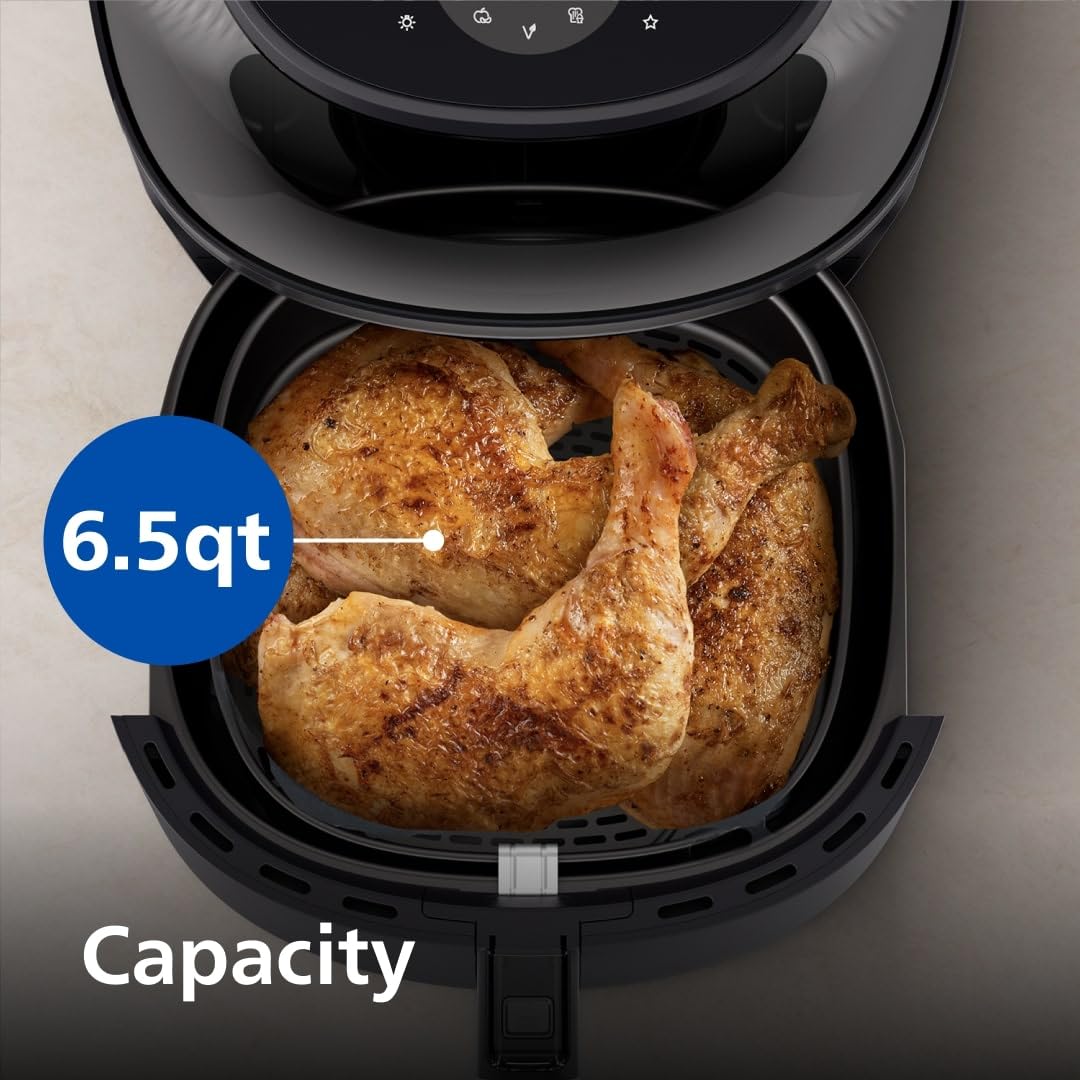 Philips Air Fryer 3000 Series 6.5qt, Cooking Window, 16-in-1 Air Fryer, RapidAir Plus Technology, Fat Removal, HomeID Recipe App, Easy to Clean (NA330/00)