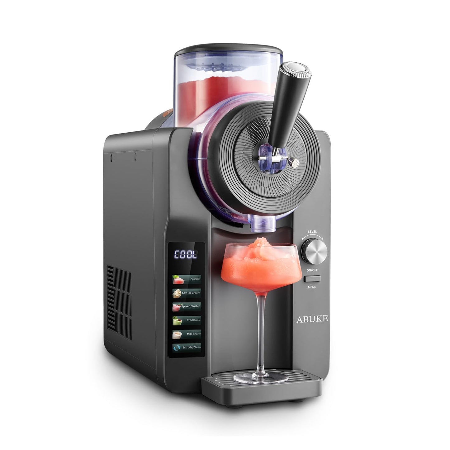 ABUKE Frozen Drink Machine - Digital Slushie Maker with Multiple Modes, Ice Cream, Milkshake & Smoothie, 68oz Capacity, Self-Cleaning, Gray
