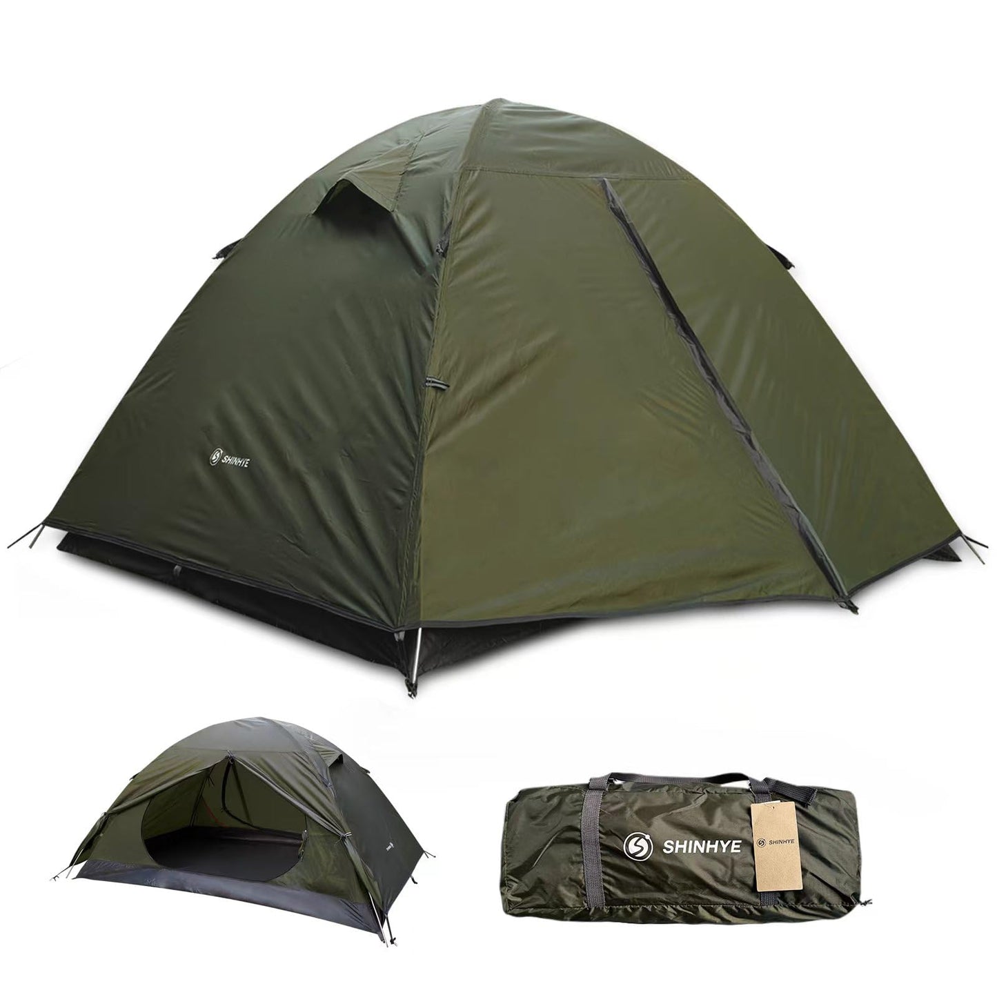 Backpacking Tent for Camping 2/3/4 Person Hiking Ultralight Tent for Waterproof Windproof Outdoor Two Doors Tents Easy Quick Setup Lightweight Tent Instant Tent (Green, 2 Person)