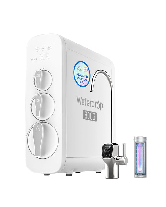 Waterdrop G3P800 Reverse Osmosis System, 800 GPD Fast Flow, NSF/ANSI 42 & 53 & 58 & 372 Certified, 3:1 Pure to Drain, Tankless Under Sink RO Water Filter System, LED Purifier, Smart Faucet