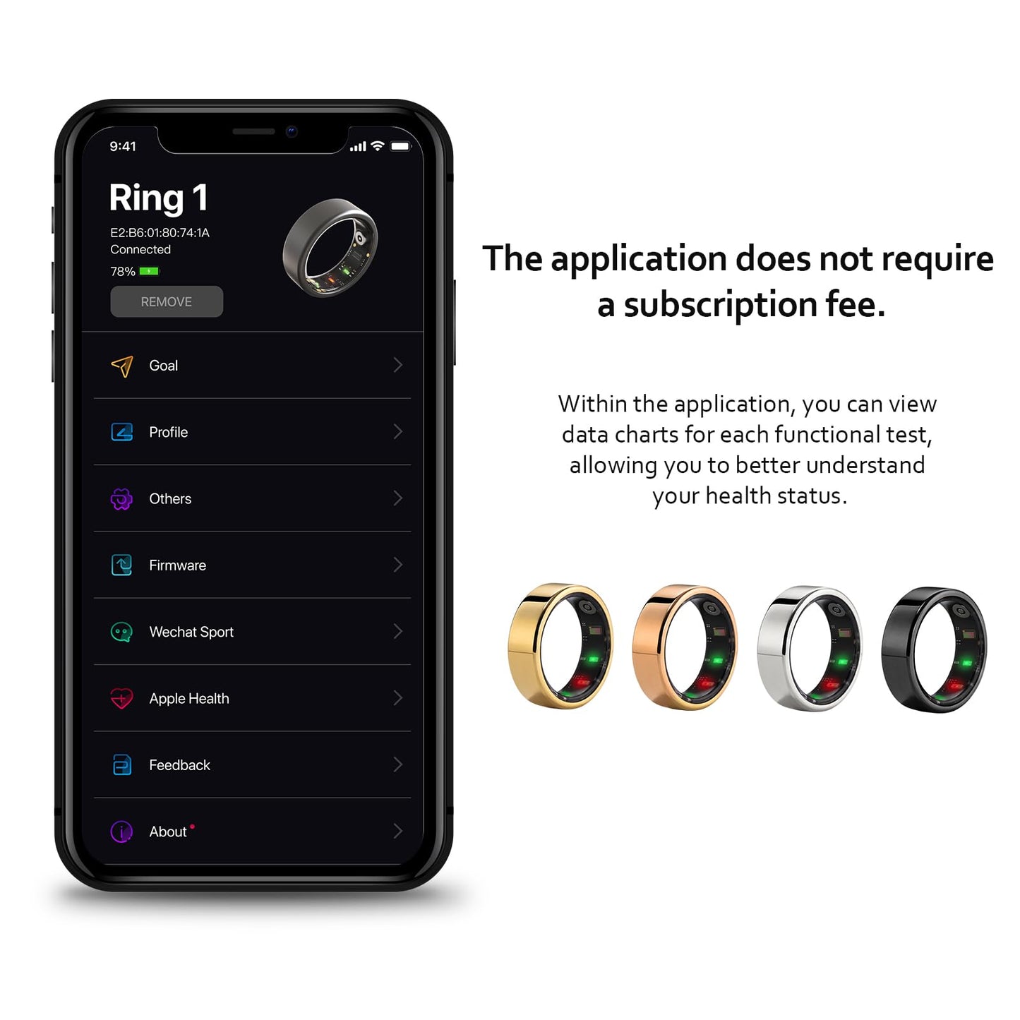 AMOVAN Smart Ring Health Tracker, Fitness Sleep Heart Rate Blood Oxygen Tracker Smart Ring, Water Resistant Bluetooth Fitness Tracker Rings