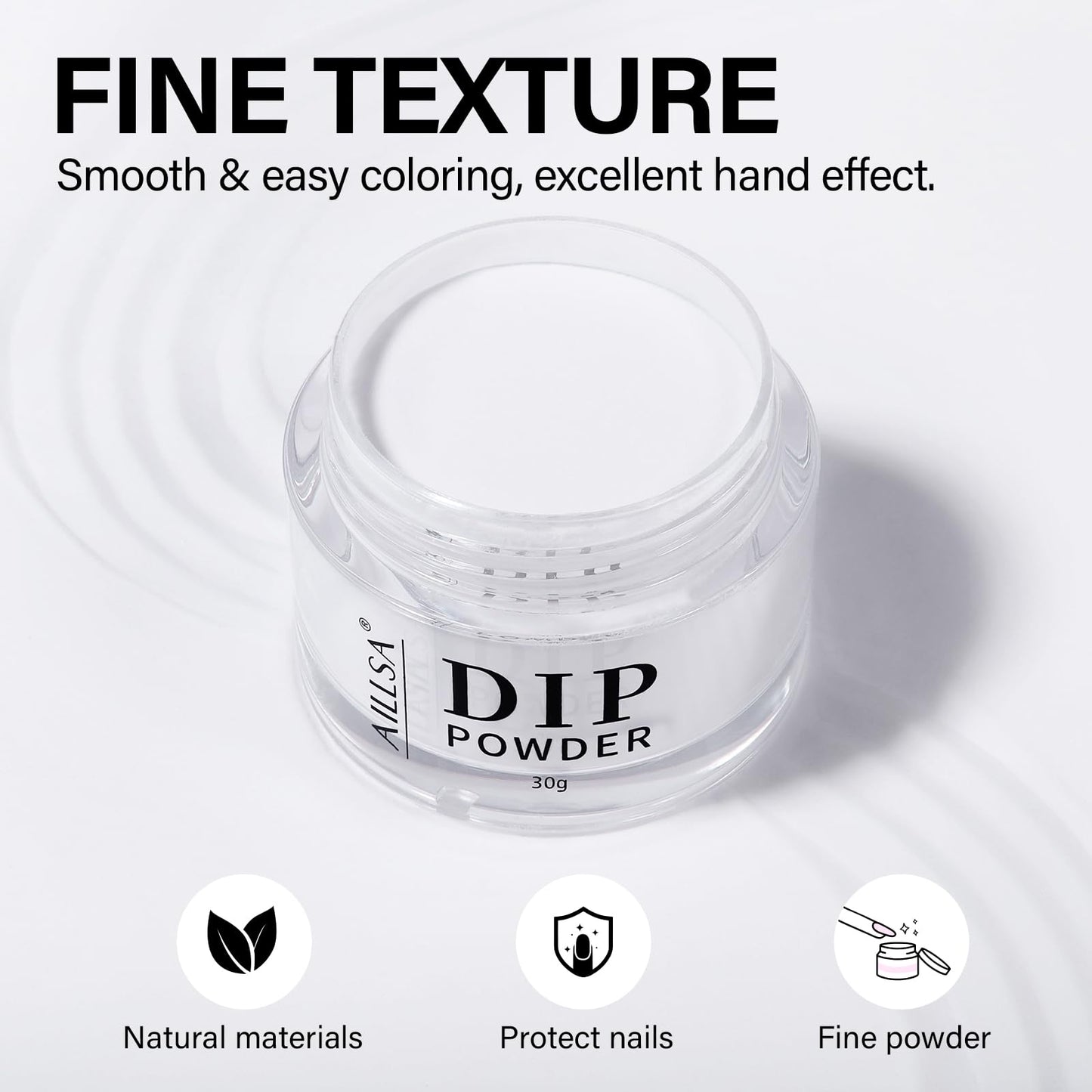 AILLSA Clear Dip Powder - Transparent Crystal French Nail Colors, Build Powder, No Lamp Needed, Easy DIY Home Nail Salon Manicure