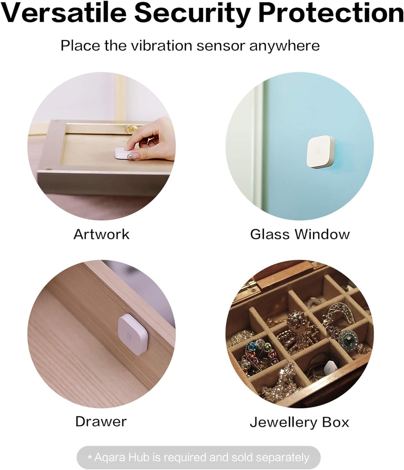 Aqara Zigbee Vibration Sensor, Wireless Mini Glass Break Detector for Alarm System and Smart Home Automation, Requires AQARA HUB, Compatible with Apple HomeKit, Works with IFTTT, Home Assistant