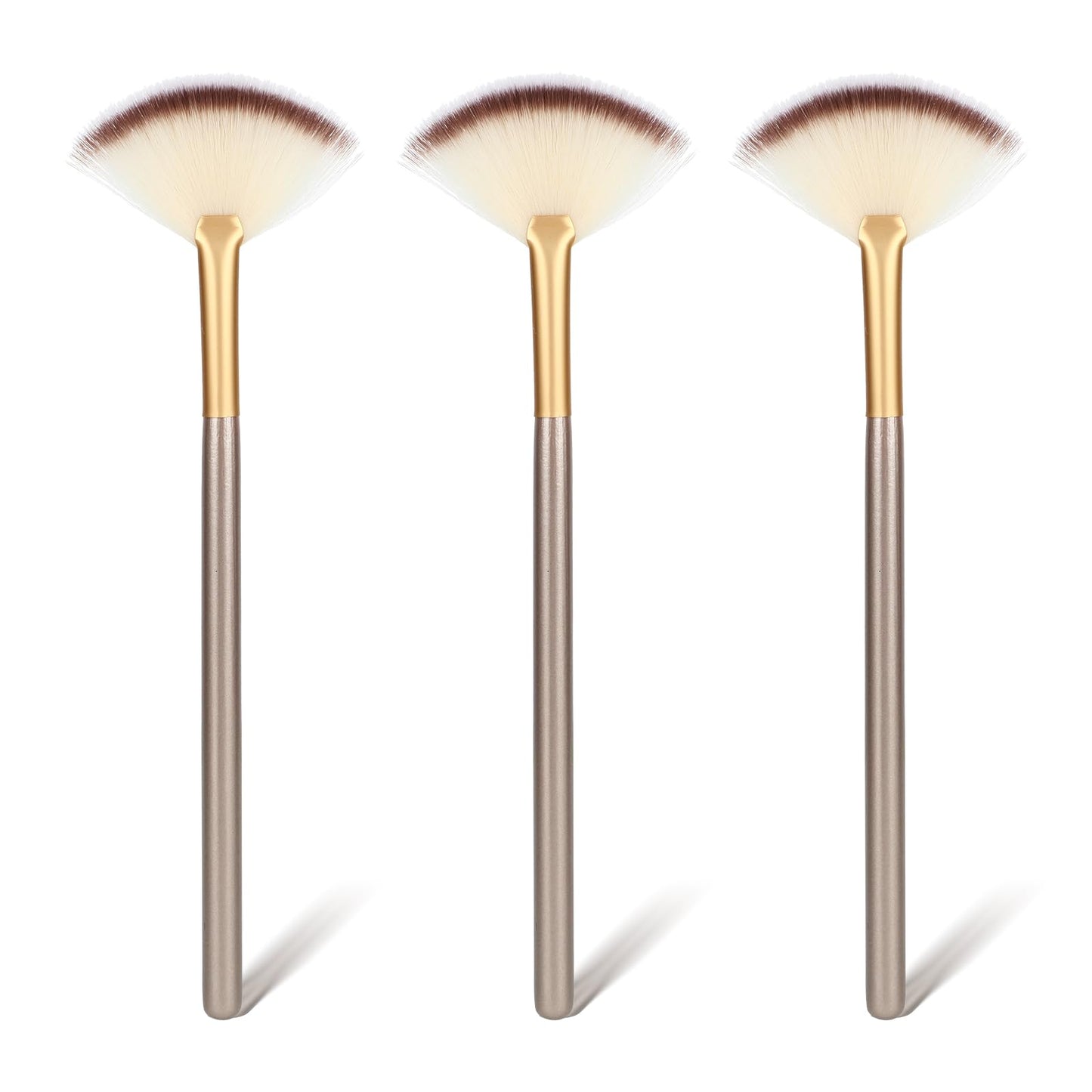 Amaxiu Fan Brushes for Facials, Ultra Slim Soft Facial Fan Applicator Brushes Professional Blending Makeup Brush with Comfortable Wood Handle for Mask Mud Cream Makeup Esthetician(3 Pcs, Wooden)